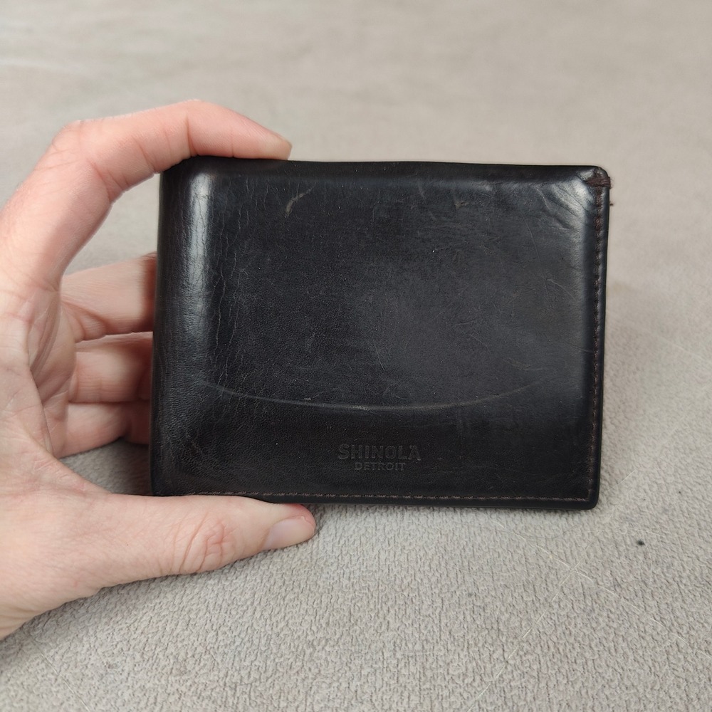Shinola Detroit Mens Bifold Wallet Dark Brown Black American Made Leather‎